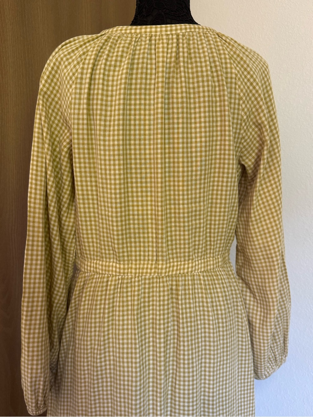 Pact 100% Organic Cotton Double Gauze Yellow Gingham Button-Front Midi Dress - Picture 6 of 10